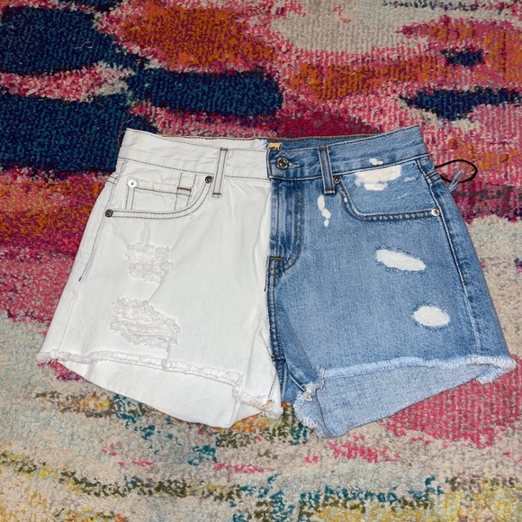 7 for all mankind two tone denim shorts - Picture 6 of 8